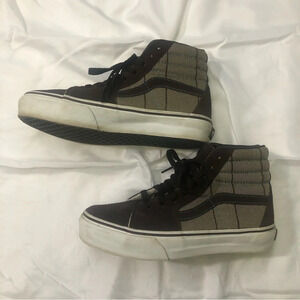 Vans Off The  Wall Sk8-Hi shoes Brown Suede/Tan canvas/teal stitching US 6